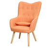 Occasional Scalloped Button High Back Fabric Armchair Sofa Chair Footrest Stool