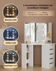 Corner Dressing Table with LED Lights Vanity Makeup Desk with Mirror & 5 Drawers