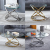 Tempered Glass Coffee Table Round Accent Side Table Chrome Base Home Office