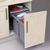 400mm Door Cabinet Waste Bin Grey Recycling Base Mounted Soft Close Pull Out 40L