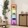 RGB LED Floor Lamp with Shelves and Remote Control for Living Room