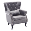 Upholstered Velvet Armchair Chesterfield Wing Back Fireside Tufted Fabric Chair