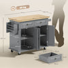 Rolling Kitchen Island Cart with Rubber Wood Top, Spices Grey