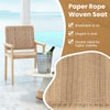2X Outdoor Patio Dining Chairs Paper Rope Woven Armchairs Rubber Wood Frame