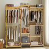 Heavy Duty Tall Clothes Rail Bamboo Wardrobe Garment Rack Bedside Cabinet Stand