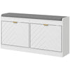 Shoe Storage Bench with 2 Flip Drawers, Cushion, 2 Vents for 8 Pairs of Shoes