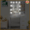 White Modern Dressing Table with LED Lights Mirror Vanity Make up Desk 4 Drawers