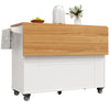 Rolling Kitchen Island with Drop Leaf Top, 3 Storage Drawers & Towel Rack, White