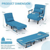 Convertible Single Folding Sofa Bed Sleep Chair 6 Positions Adjustable Backrest