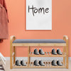 Bamboo Shoe Rack Bench w/ Seat Stool 2 Tiers Upholstered Bench Shelf Entryway
