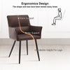 2x Faux Leather Dining Chairs Kitchen Dining Room Office Metal Legs Brown