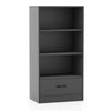 4 -tier Wooden Bookcase Storage Rack Open Display Shelf w/ 1 Drawer Grey