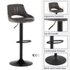 2pcs Barstools Set Faux Leather Padded Seat Metal Legs Bar Stool Brown Grey