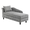 Chaise Lounge Upholstered Left Hand Sofa Grey Accent Chair with Storage & Pillow