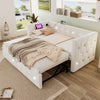 Daybed Velvet Sofabed 3ft Single Sofa Bed With Pull Out Trundle Guest Bed Beige