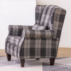 Tartan Fabric Upholstered Armchair Lounge High Wing Chair Sofa Seat