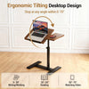 Adjustable Rolling Laptop Desk C Shaped Overbed Table on Wheels Tilting Tabletop