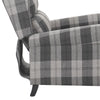 Recliner, Chair Black & Grey Check Linen Armchair w/Adjustable Footrest - Lounge