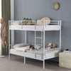 Twins Bunk Bed Metal Frame Single Loft Sleeper Bed W/ Ladder Safety Guardrail UK