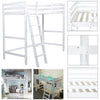 White Wooden 3FT Single Bed High Sleeper Cabin Bed Bunk Frame Student Bedstead