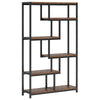 5-Tier Staggered Bookshelf, Industrial 70.8-Inch Tall Bookcase for Home Office