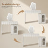 White Dressing Table With Clound Mirror Makeup Desk Vanity Scalable Cabinet
