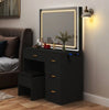 Vanity Dressing Table Stool Set Makeup Desk with 4 Drawers and LED Lights Mirror