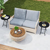 Folding Glass Table Backyard Heavy-Duty Steel Patio Coffee Table-Black
