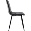 Set of 4 Dining Chairs with Backrest Metal Legs Velvet Seat Kitchen Chairs Grey
