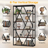 71'' Tall Industrial Bookshelf, 6-Tier Freestanding Open Bookcase w/ Metal Frame