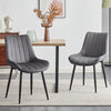 2x Dining Chairs Set Velvet Upholstered Back Dining Room Chair Fabric Grey