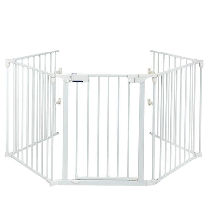 5 Panel Fireplace Fence Baby Pet Safety Gate Playpen Adjustable Room Divider