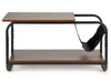 Industrial Coffee Table with Storage Shelf Center Table Metal Frame Living Room