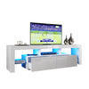 Modern White High Gloss TV Unit Cabinet Stand With Storage Drawers RGB LED Light