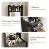 Dressing Vanity Table 2 Drawers Desk with LED Light Mirror Fold-up Side Panel