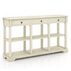 3-Tier Console Table Wooden Sofa Side Table W/ Storage Shelves-White