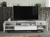 200cm Loft Retro TV Unit | Milled Fronts | White Vintage Cabinet Cupboard Stand