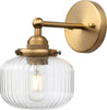 Industrial Ribbed Wall Light Kitchen Bedroom Wall Sconce Lights with 6.3” Gla...