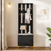 HALLWAY FURNITURE SET WARDROBE WITH COAT RACK SHOE CABINET BENCH & CUSHION BLACK