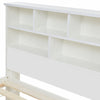 4FT6 Double Bed Frame Pine Wooden Storage Kids Bed Headboard Shelf Drawer White