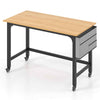 Computer Workstation Rolling Writing Study Desk On Wheels-Natural