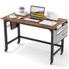 Mobile Computer Desk 120cm Home Office Desk w/ Storage Bag & 2 Headphone Hooks
