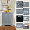 Corner Storage Cabinet with Double Shutter Doors-Grey