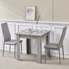 Small Space Dining Set 3Pcs Square Dining Table+ 2 Dining Chairs Set Grey Wooden