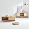 Modern Rattan Coffee Table with Drawer & Storage for Living Room Center Table
