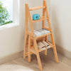 Wooden Ladder Stool 4 Steps Folding Convertible Chair For Warehouse and Library