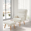 Upholstered Sherpa Fabric Sleeper Recliner Armchair Sofa Lounge Chair Footstool