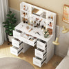 White Large Dressing Table With 7 Drawers LED Lights Mirror Makeup Vanity Desk