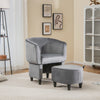 Upholstered Velvet Barrel Chair and Ottoman Set Modern Accent Armchair