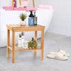 Bamboo Shower Bench, Bath Seat Stool, Spa Foot Rest Shaving Stool, Shelf